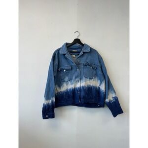 Vintage Stefano Denim Jacket Womens 18/20 Plus Blue Tie Dye Jean Trucker 90s